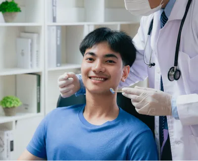 Image of someone getting ready for dental exam